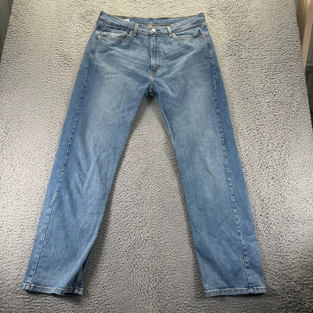 Levi's 505 Jeans Men 36x32 Blue Cotton Denim Straight Leg Workwear Faded Stretch